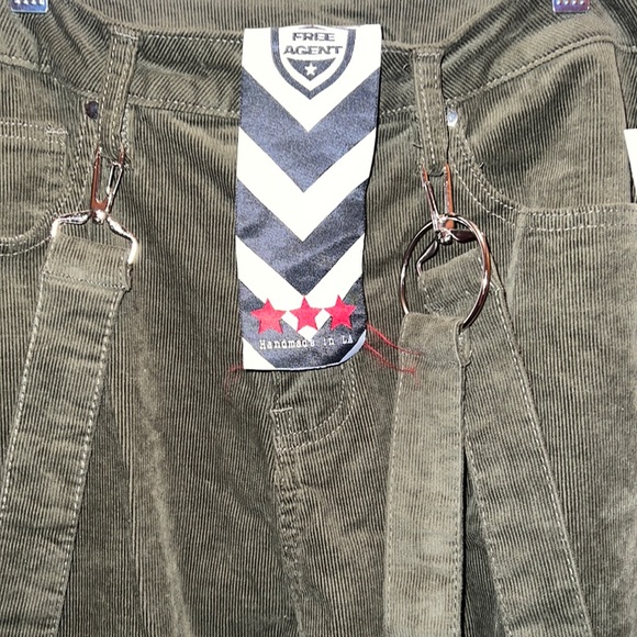 CARGO BONDAGE PANTS;OLIVE Corduroy , adjustable straps - Picture 2 of 7